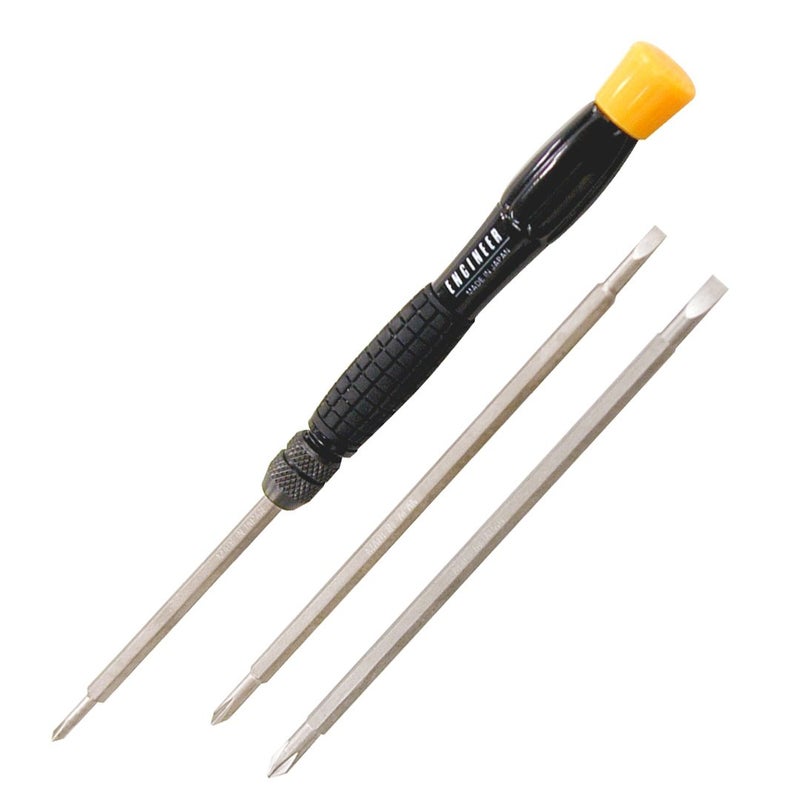 ENGINEER Reversible Precision Screwdriver Set - Driver Handle with 3 Double Ended Blades (Slot tip & Phillips). dk-13 - Image 1